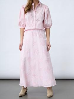 Sisters Point Gufo Seaside Embroidered Maxi Skirt, Soft Pink, Soft Pink