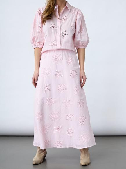 Sisters Point Gufo Seaside Embroidered Maxi Skirt, Soft Pink, Soft Pink