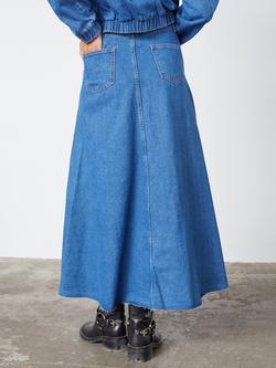 Sisters Point Osla Denim Maxi Skirt, Mid Blue - view 2, Mid Blue
