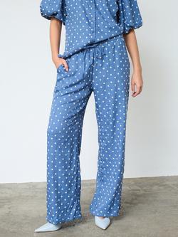 Sisters Point Ella Embroidered Floral Trousers, Blue Flower, Blue Flower