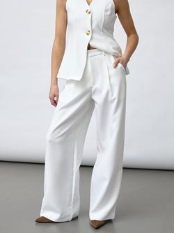 Sisters Point Wide Leg Tailored Trousers, Cream, Cream