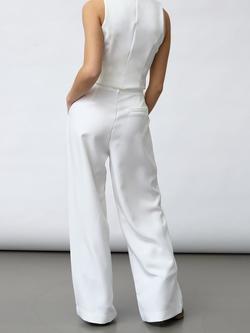 Sisters Point Wide Leg Tailored Trousers, Cream - view 2, Cream