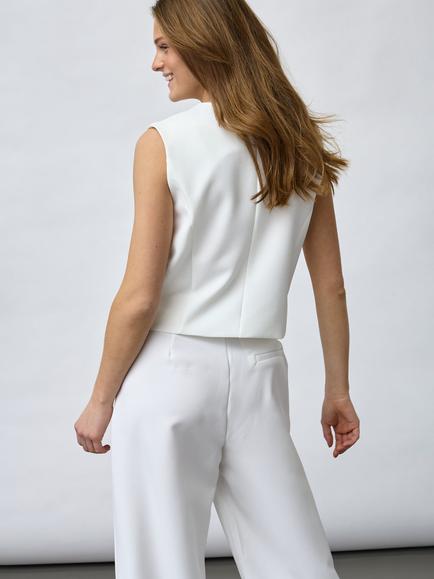 Sisters Point Cropped Tailored Waistcoat, Cream - view 2, Cream