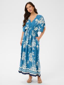 Saint Tropez Rasheda V-Neck Floral Maxi Dress containing LENZING™ ECOVERO™ Viscose, Vallarta Blue, Vallarta Blue