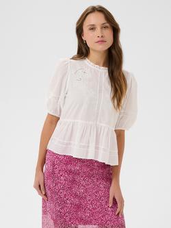 Saint Tropez Rosaria Puff Sleeve Embroidered Blouse, Bright White, Bright White
