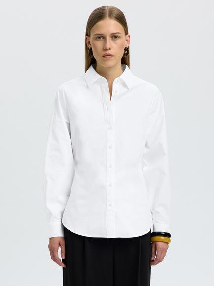 Selected Ester Relaxed Fit Long Sleeve Shirt, White - view 2, White