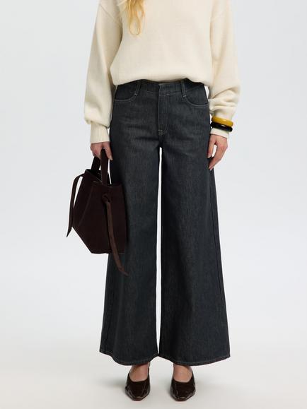 Selected Baria-Bora Mid Rise Wide Leg Jeans, Dark Grey - view 2, Dark Grey