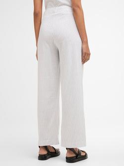 Barbour Sloane Stripe Straight Leg Trousers, White/Navy - view 2, White/Navy
