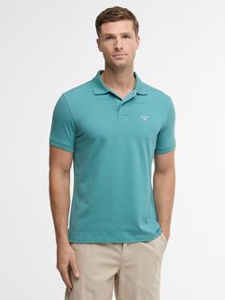 Barbour Active Cotton Blend Tailored Fit Short Sleeve Polo Shirt, Light Teal, Light Teal