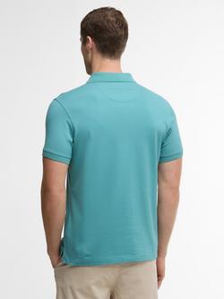 Barbour Active Cotton Blend Tailored Fit Short Sleeve Polo Shirt, Light Teal - view 2, Light Teal