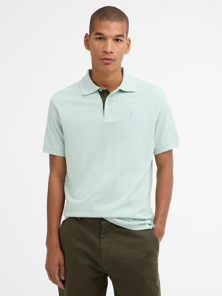 Barbour Tartan Pique Polo Shirt, Mint Blue