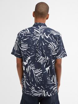 Barbour Edenwood Cotton Blend Regular Fit Leaf Print Shirt, Navy - view 2, Navy