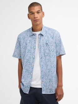 Barbour Greatcroft Cotton Regular Fit Tropical Print Shirt, Blue, Blue