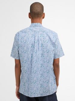 Barbour Greatcroft Cotton Regular Fit Tropical Print Shirt, Blue - view 2, Blue