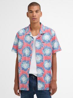 Barbour Cotton Hauxley Regular Fit Floral Print Shirt, Lava, Lava
