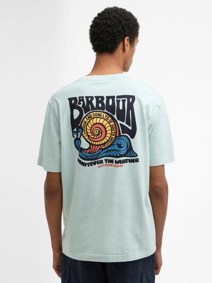 Barbour Frome Cotton Regular Fit Short Sleeve Graphic T-Shirt - view 2, Mint Blue