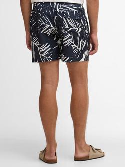 Barbour Edenwood Leaf Print Swim Shorts, Navy/White - view 2, Navy/White