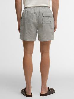 Barbour Gingham Seersucker Swim Shorts, Olive/White - view 2, Olive/White