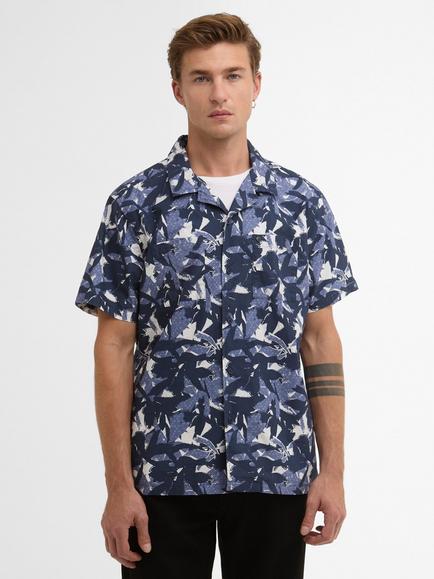 Barbour International Chappel Cotton Regular Fit Print Shirt, Navy, Navy