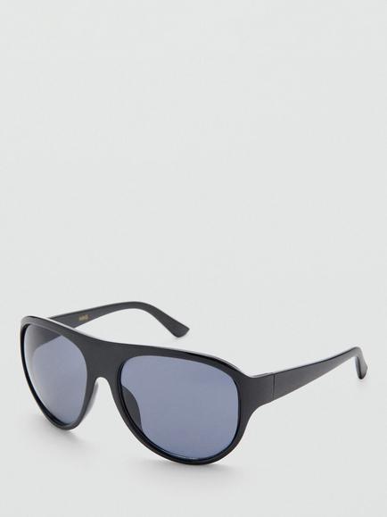 Mango Classic Aviator Sunglasses, Black, Black