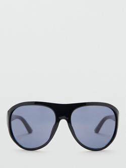 Mango Classic Aviator Sunglasses, Black - view 2, Black