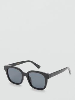 Mango Square Frame Sunglasses, Black, Black