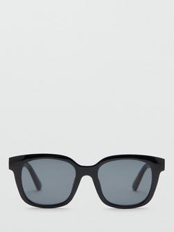 Mango Square Frame Sunglasses, Black - view 2, Black