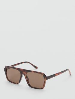 Mango Square Aviator Sunglasses, Chocolate, Chocolate