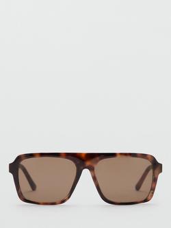 Mango Square Aviator Sunglasses, Chocolate - view 2, Chocolate