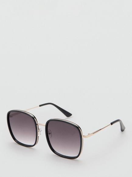 Mango Oversized Square Frame Sunglasses, Black, Black