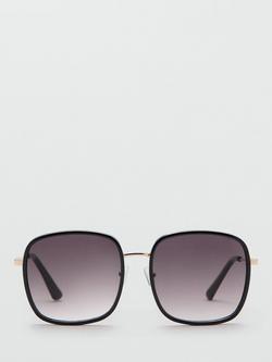 Mango Oversized Square Frame Sunglasses, Black - view 2, Black