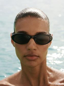 Mango Oval Frame Sunglasses, Black - view 2, Black