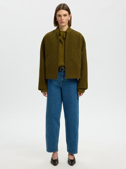 Selected Jacqueline Wool Blend Bomber Jacket, Green - view 2, Green