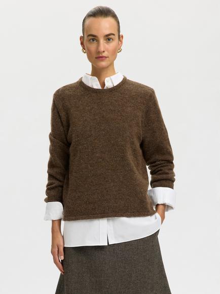 Selected Lulu Wool Blend Jumper, Brown, Brown