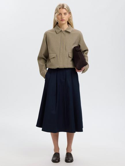 Selected Lara Relaxed Check Bomber Jacket, Brown - view 2, Brown