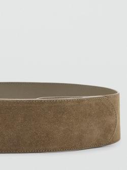Mango Buckleless Pure Suede Belt, Khaki - view 2, Khaki