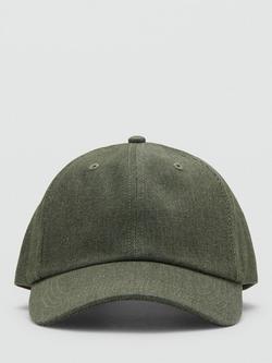 Mango Plain Denim Baseball Cap, Khaki - view 2, Khaki