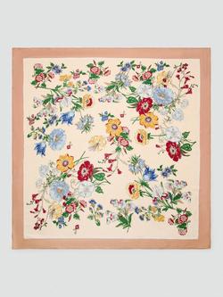 Mango Flowers Square Scarf, Beige/Multi, Beige/Multi