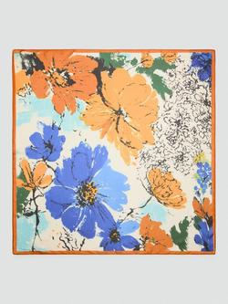 Mango Floral Square Scarf, Blue, Blue