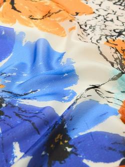 Mango Floral Square Scarf, Blue - view 2, Blue