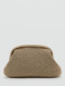 Mango Chain Strap Glitter Clutch Bag, Gold, Gold