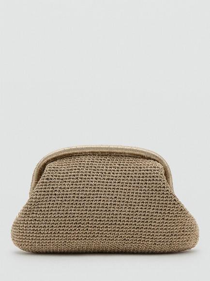 Mango Chain Strap Glitter Clutch Bag, Gold, Gold
