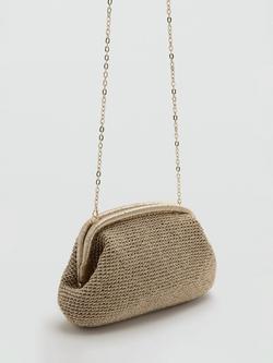 Mango Chain Strap Glitter Clutch Bag, Gold - view 2, Gold