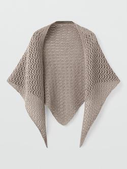 Mango Open Knit Drape Shawl, Taupe, Taupe