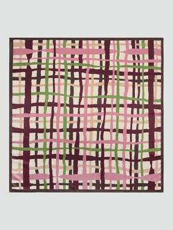 Mango Abstract Check Scarf, Garnet/Multi, Garnet/Multi