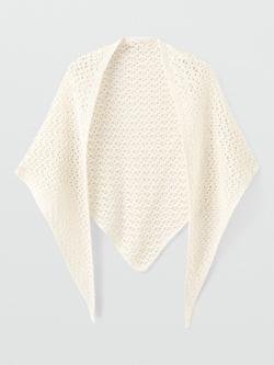 Mango Open Knit Drape Shawl, Beige, Beige