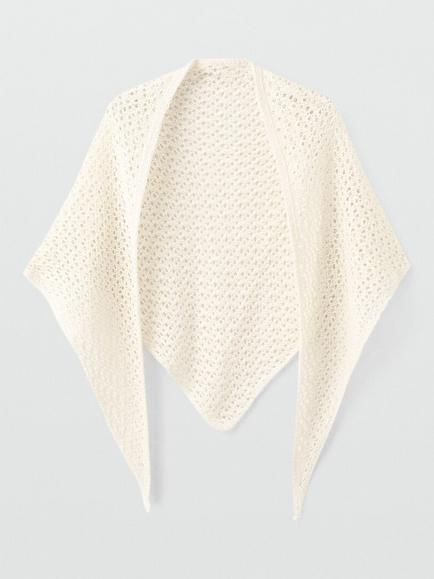 Mango Open Knit Drape Shawl, Beige, One Size, Beige