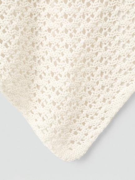 Mango Open Knit Drape Shawl, Beige, One Size - view 2, Beige