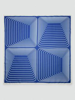 Mango Geometric Satin Scarf, Blue, Blue