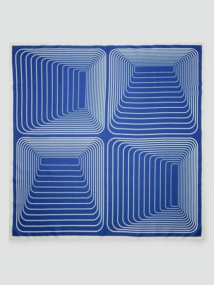 Mango Geometric Satin Scarf, Blue, Blue